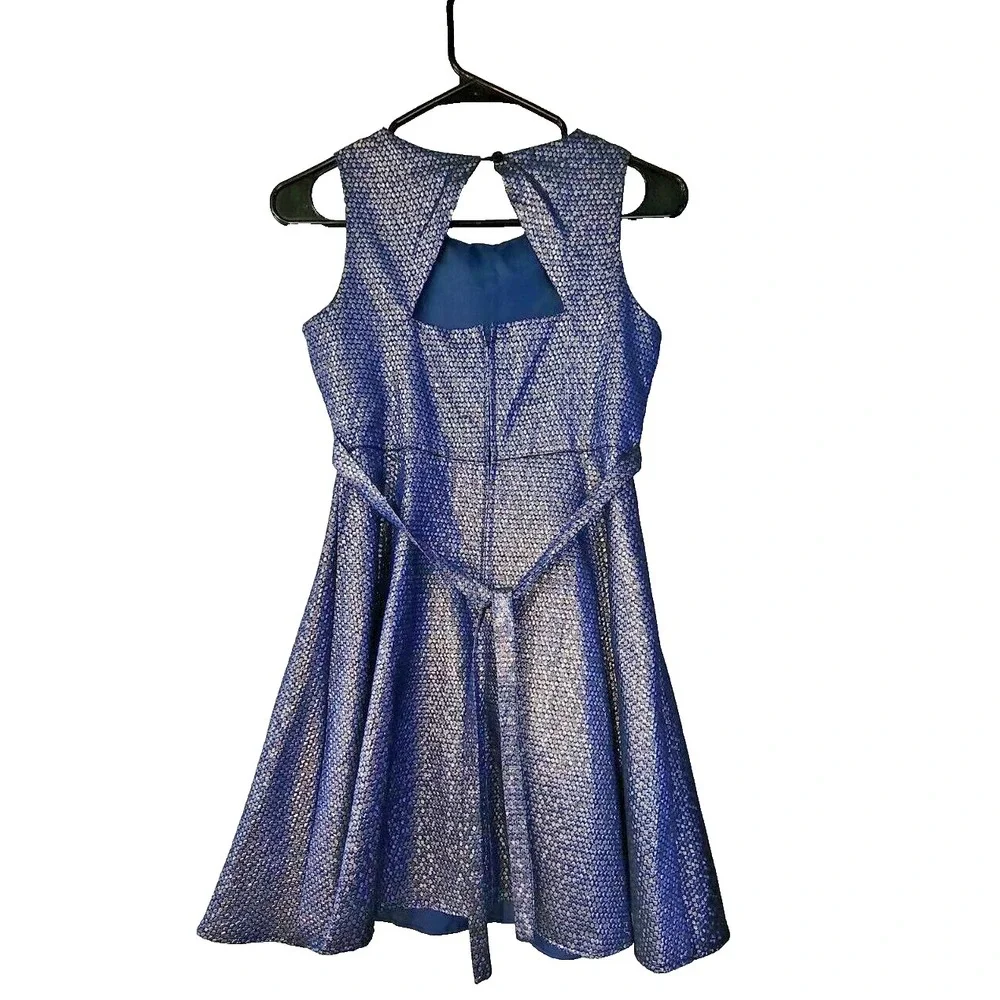 Rare Editions Girls Dress size 14 blue silver sparkly material unique stunning‎
